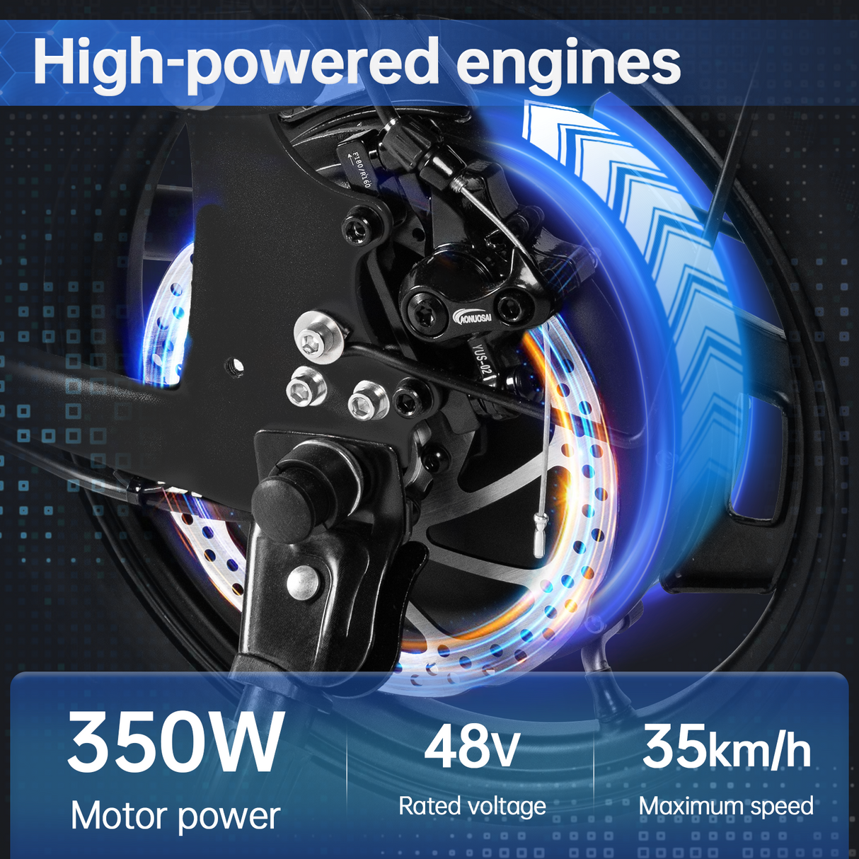 HONEYWHALE  S6 Pro 14" Vélo électrique pliant 350W sans balais Moteur 48V 15Ah Batterie
