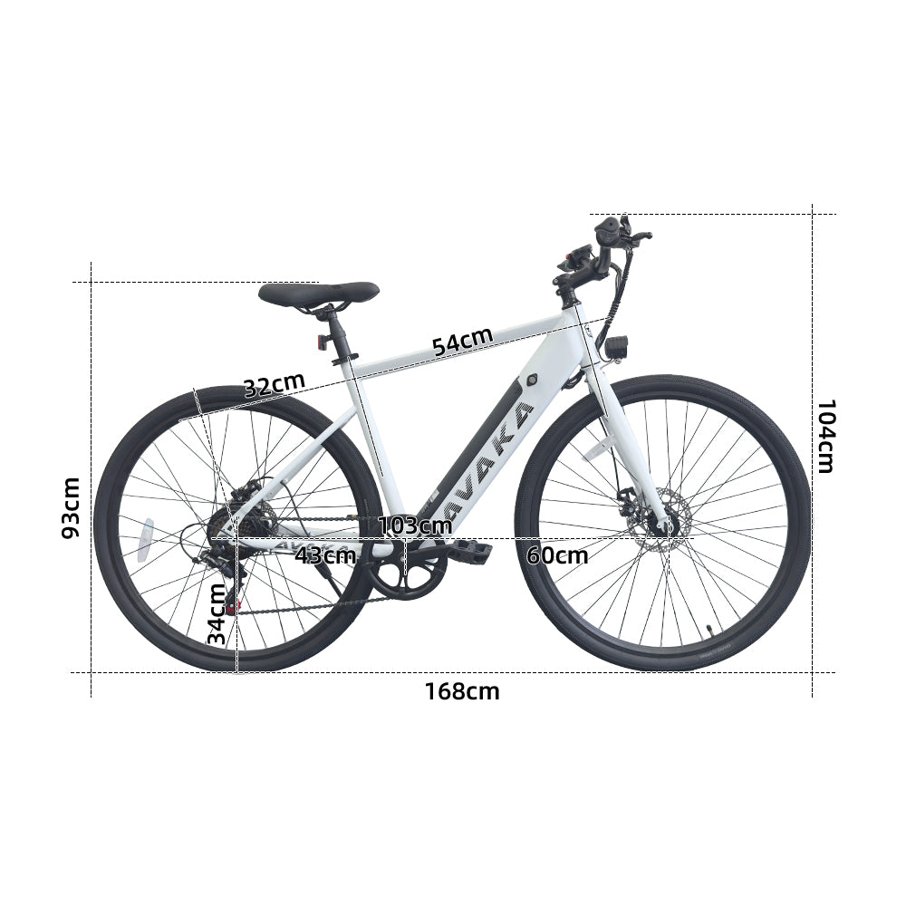 AVAKA R1 Vélo électrique urbain 27,5" avec moteur 250W et 36V 7,8Ah batterie