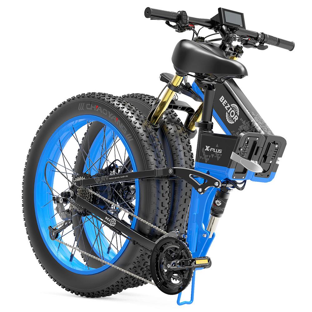 BEZIOR X-PLUS 26" Fat Tire Vélo électrique pliant 1500W Moteur 48V 17,5Ah Batterie