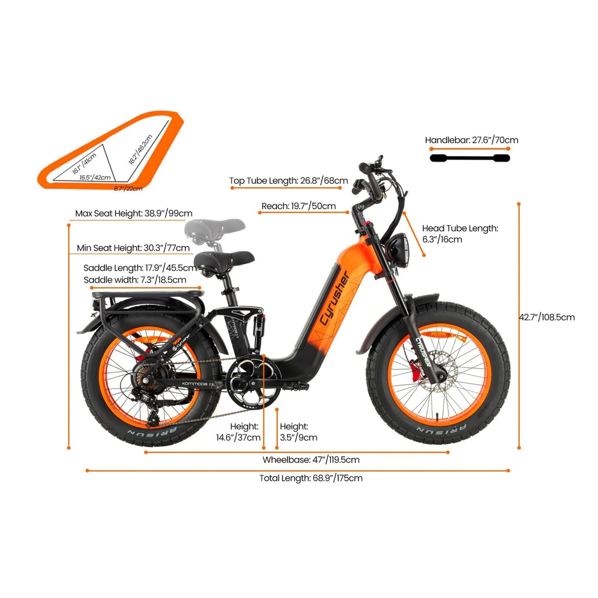 CYRUSHER KOMMODA 3.0 20" Vélo cargo électrique moteur 250W 48V 20Ah Batterie