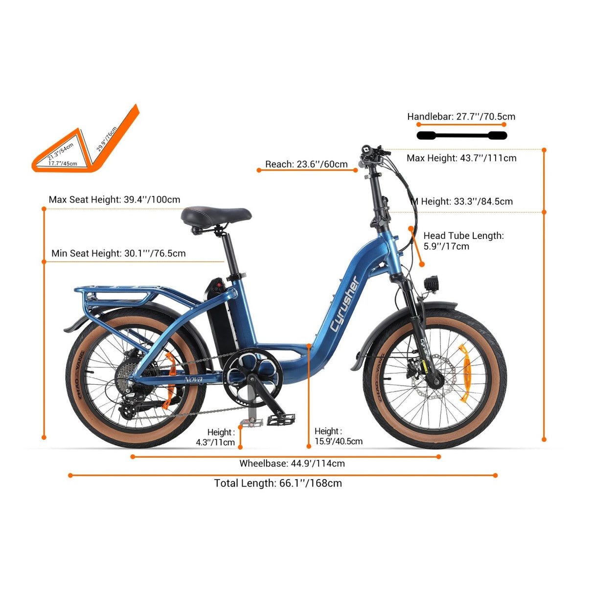 CYRUSHER Nova 20" Vélo électrique Step-through moteur 250W 36V 15Ah Batterie
