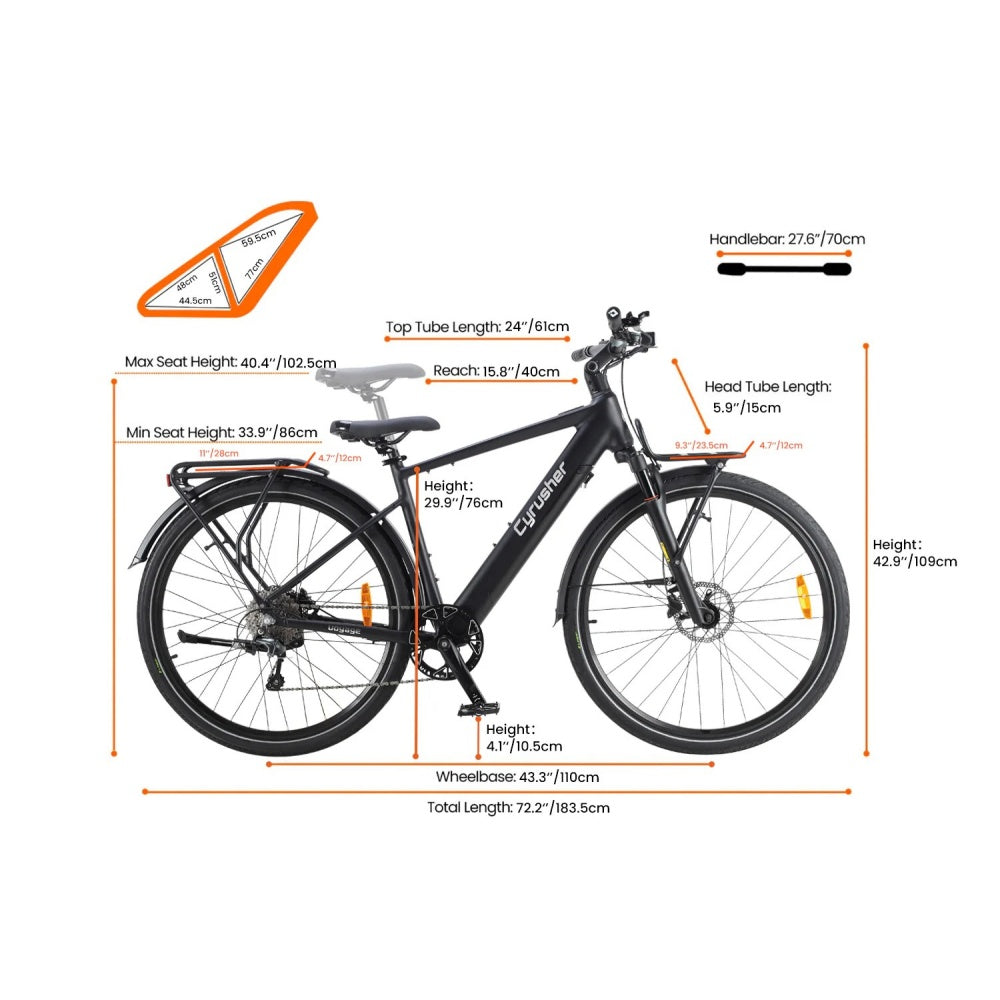 CYRUSHER 700C Voyage Vélo Électrique moteur 250W 36V 14Ah Batterie