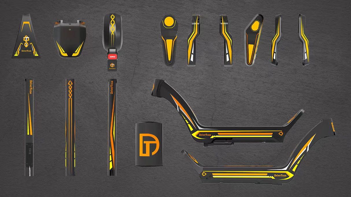 DRIVETRON DT06 Autocollants pour scooters (Orange+Jaune)