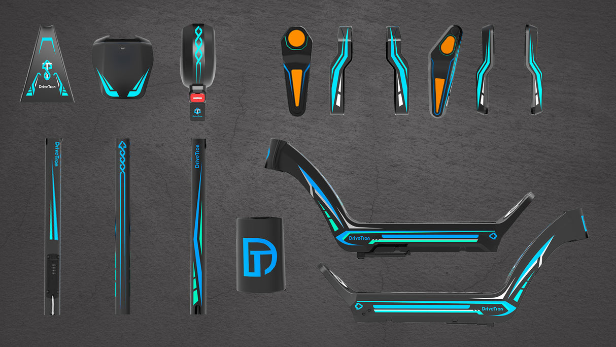 DRIVETRON DT06 Autocollants pour scooters (Bleu+Cyan)