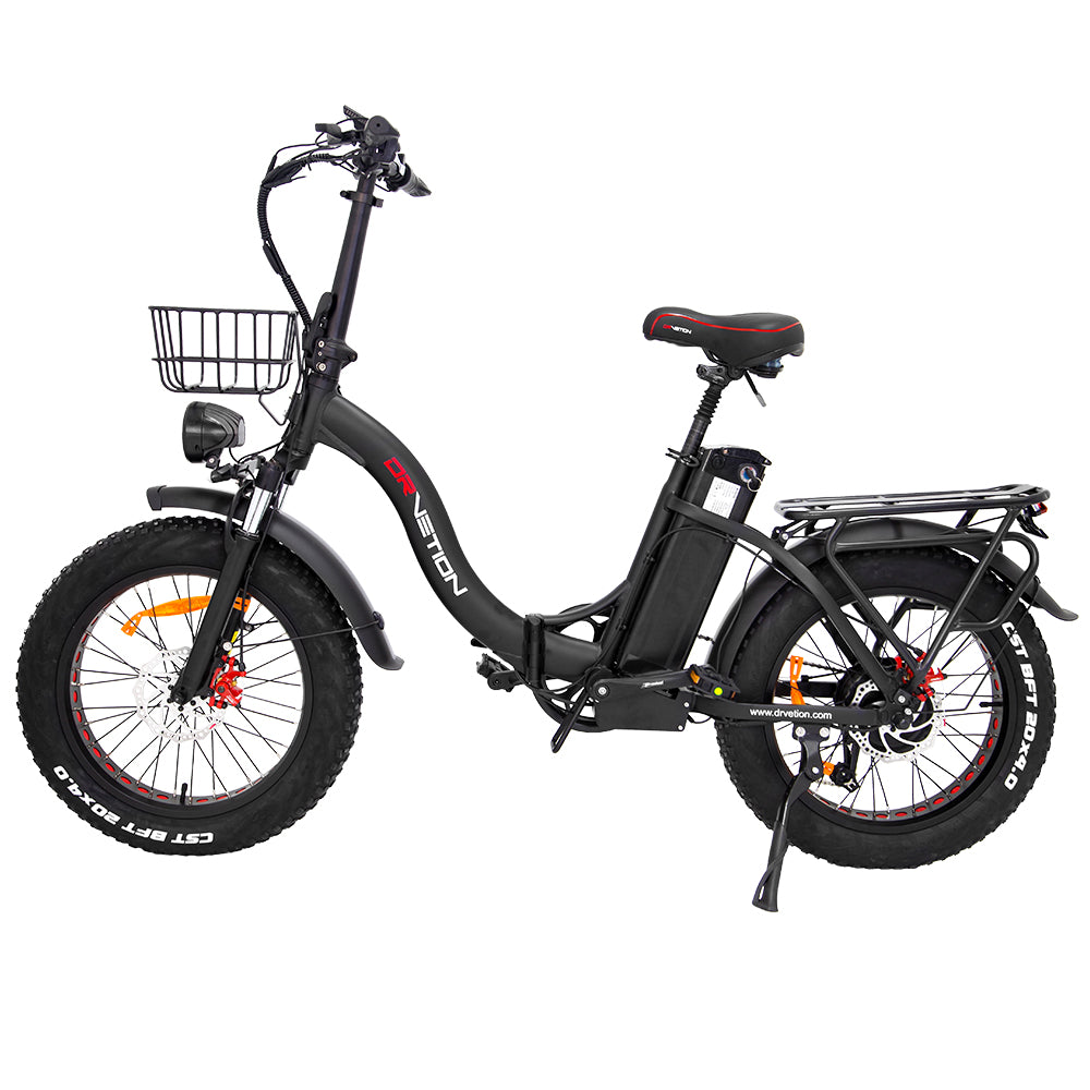 Bicicleta eléctrica plegable DRVETION CT20 de 20 pulgadas con neumáticos anchos, motor de 750 W, batería de 48 V y 10 Ah/15 Ah/20 Ah