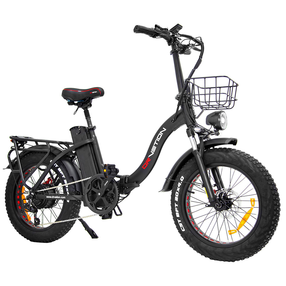 Bicicleta eléctrica plegable DRVETION CT20 de 20 pulgadas con neumáticos anchos, motor de 750 W, batería de 48 V y 10 Ah/15 Ah/20 Ah