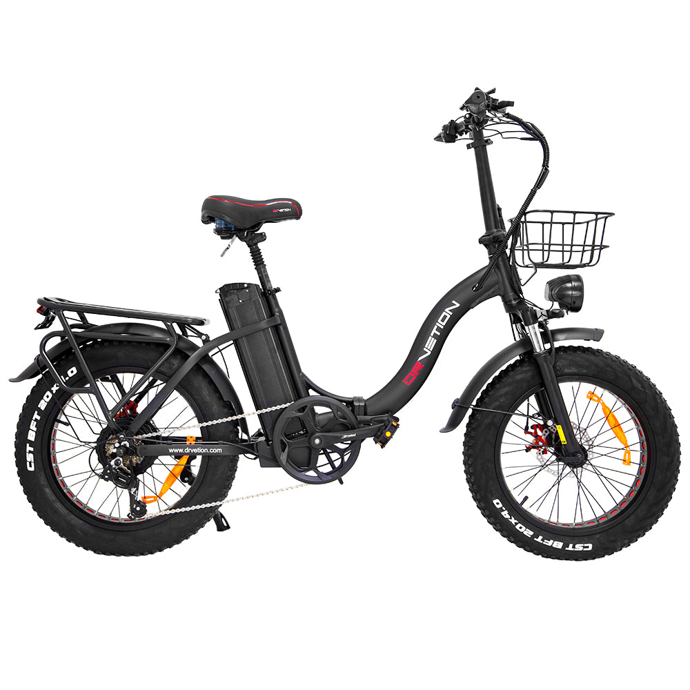 Bicicleta eléctrica plegable DRVETION CT20 de 20 pulgadas con neumáticos anchos, motor de 750 W, batería de 48 V y 10 Ah/15 Ah/20 Ah