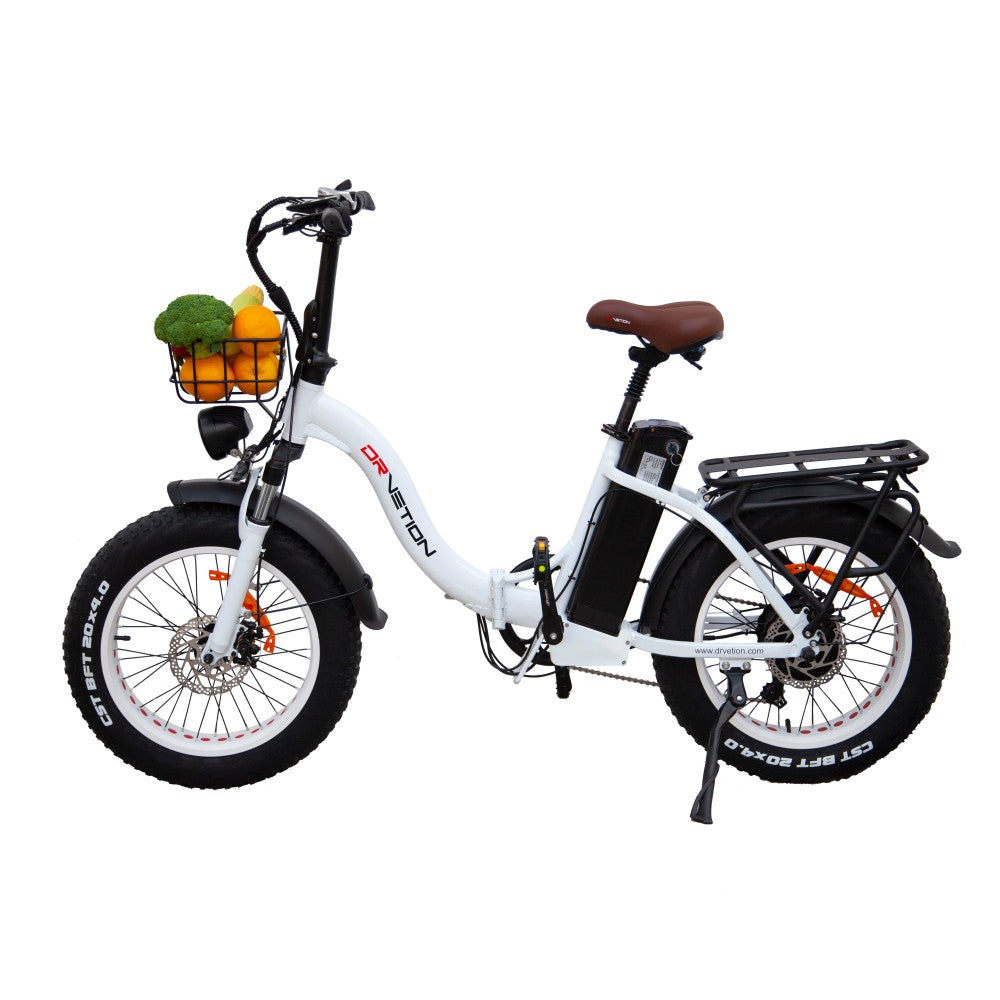 Bicicleta eléctrica plegable DRVETION CT20 de 20 pulgadas con neumáticos anchos, motor de 750 W, batería de 48 V y 10 Ah/15 Ah/20 Ah