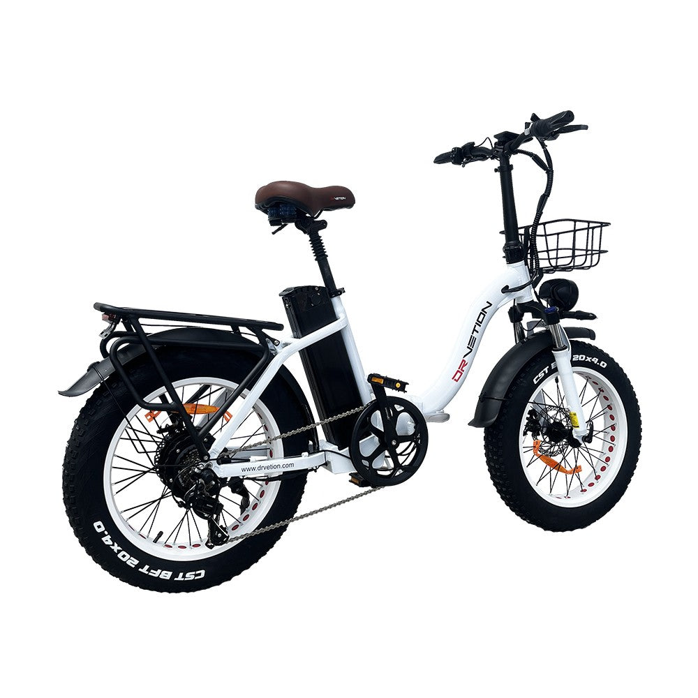 Bicicleta eléctrica plegable DRVETION CT20 de 20 pulgadas con neumáticos anchos, motor de 750 W, batería de 48 V y 10 Ah/15 Ah/20 Ah