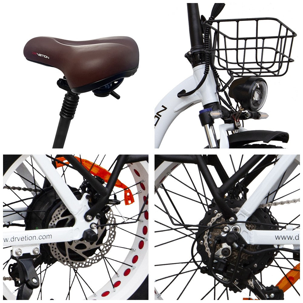 Bicicleta eléctrica plegable DRVETION CT20 de 20 pulgadas con neumáticos anchos, motor de 750 W, batería de 48 V y 10 Ah/15 Ah/20 Ah