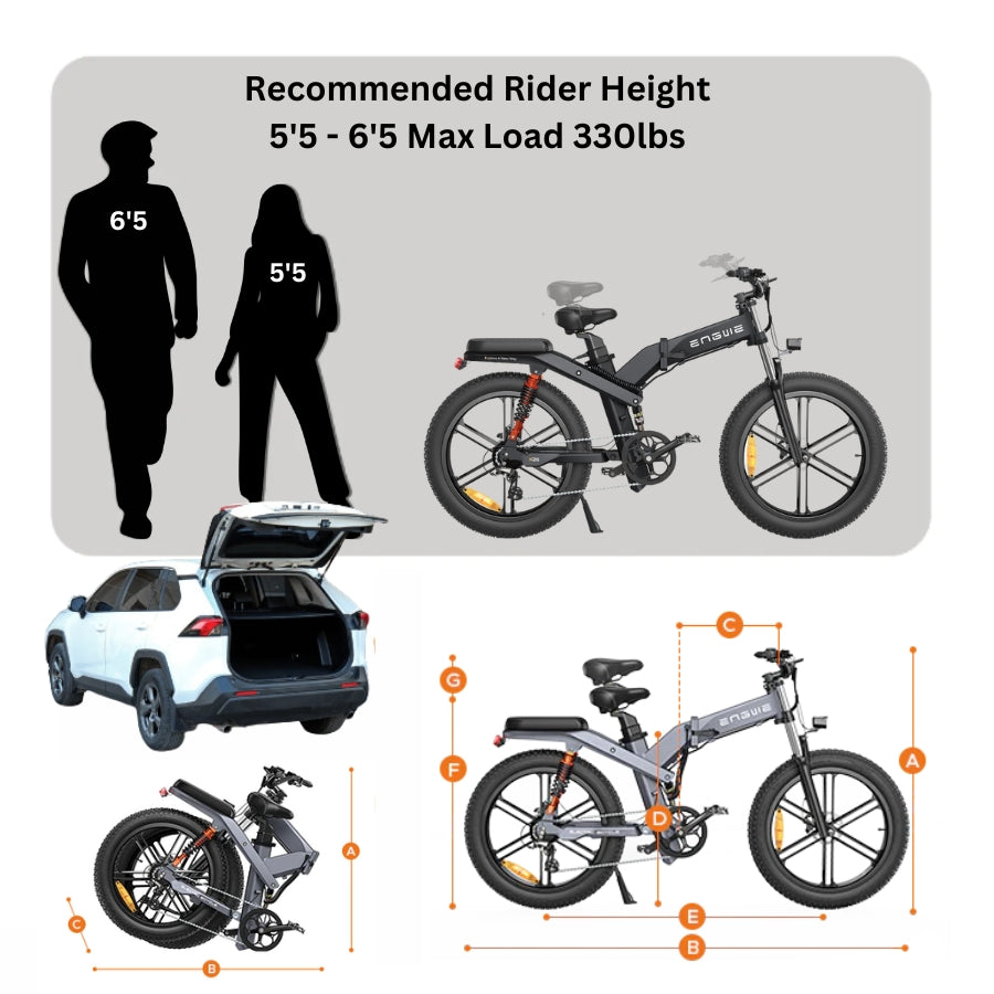 ENGWE X26 26" Vélo électrique pliant à gros pneus VTT 1000W Moteur 48V 29,2Ah Double Batterie