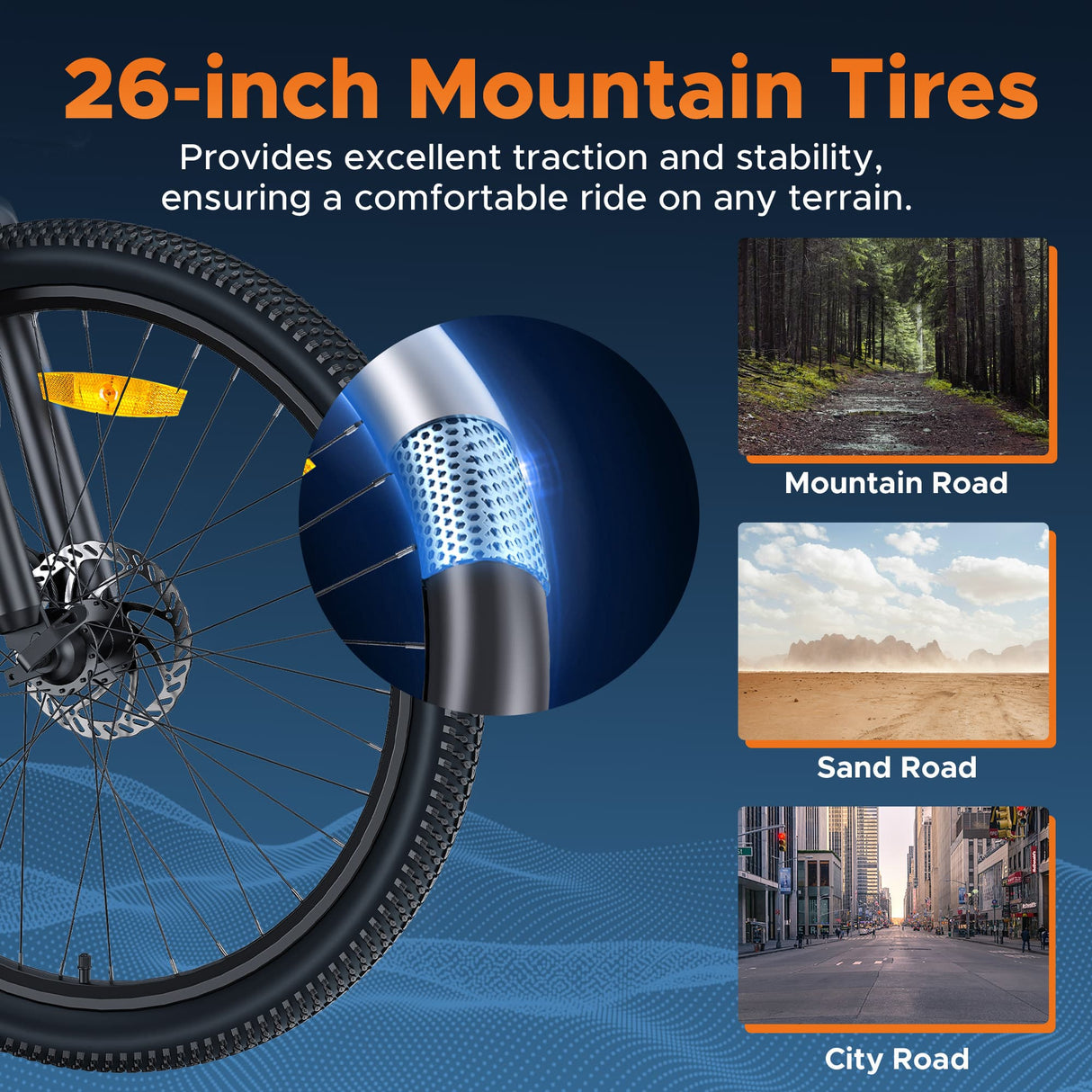 HILLMILES MileTrail 1 26" VTT Électrique Tout-Terrain avec Moteur 250W 36V 13Ah Batterie