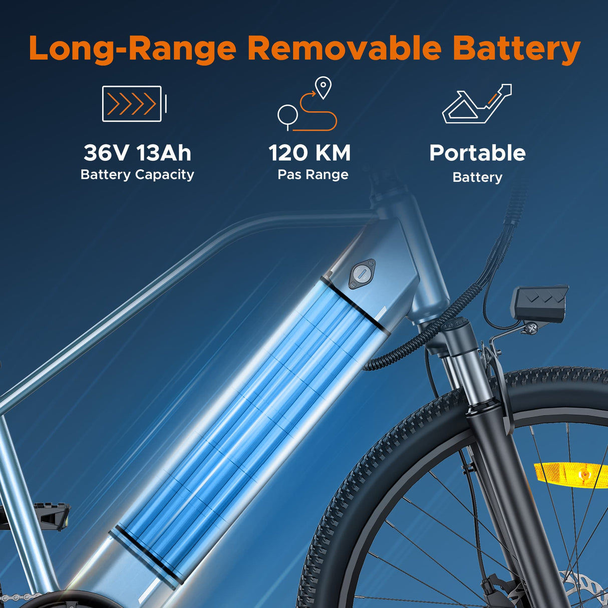HILLMILES MileTrail 1 26" VTT Électrique Tout-Terrain avec Moteur 250W 36V 13Ah Batterie