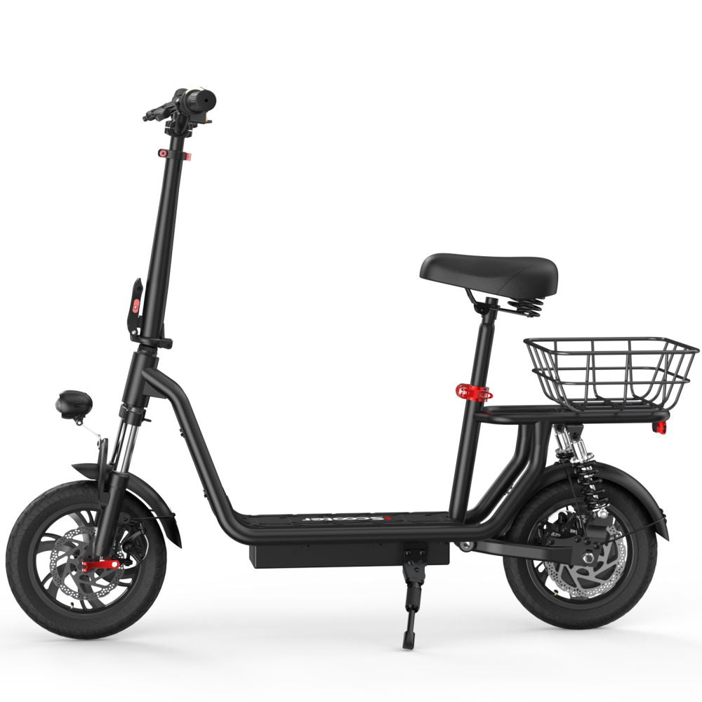 ISCOOTER I12 12" Trottinette électrique de transport avec siège et panier de transport 500W Moteur 36V 7,5Ah Batterie