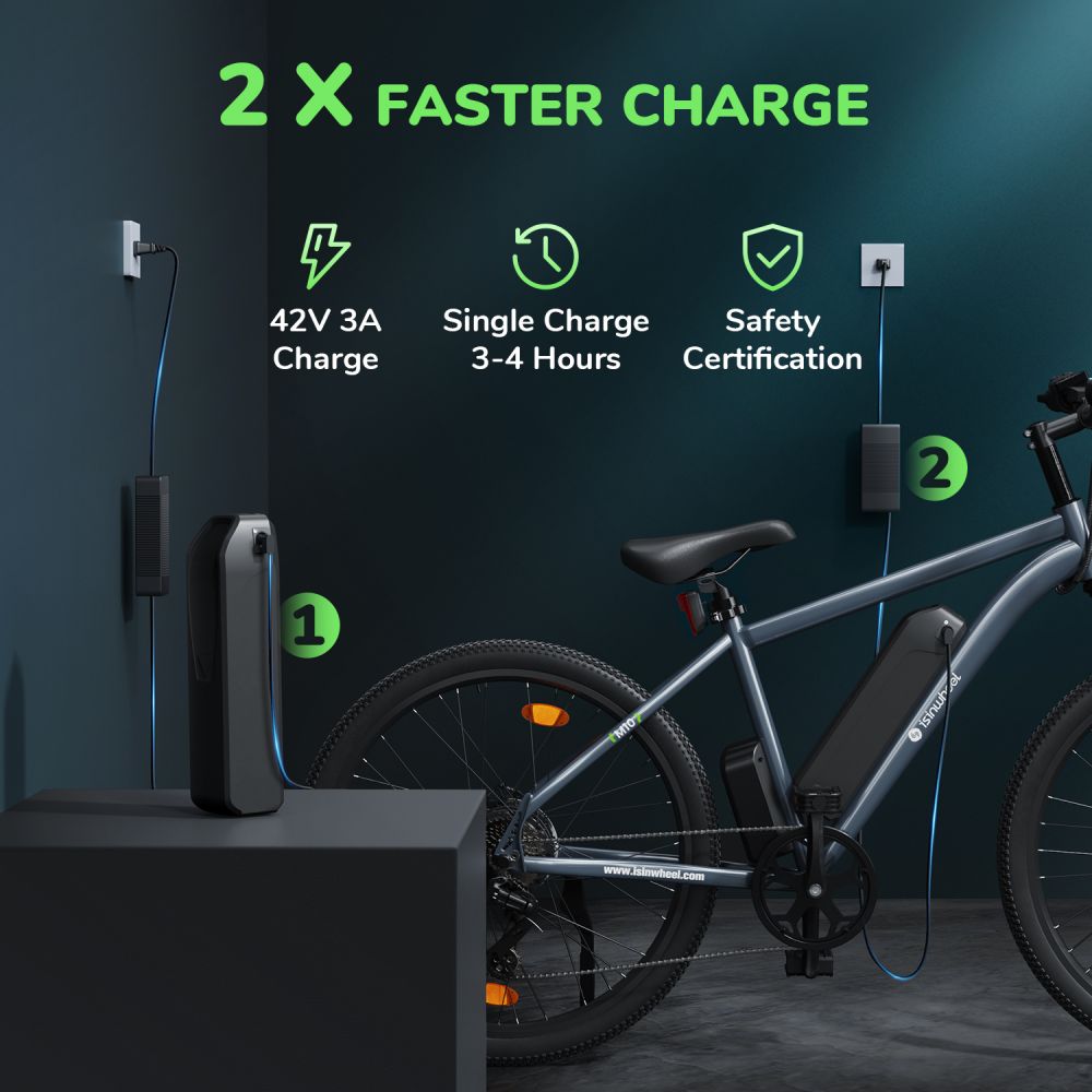 Bicicleta eléctrica ISINWHEEL M10 de 26 pulgadas para uso diario, motor de 500 W, batería de 36 V y 10,4 Ah