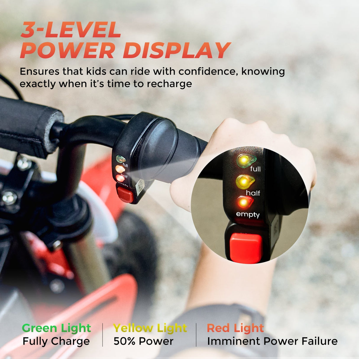 ISINWHEEL A12 12" Moto électrique tout-terrain pour enfants 350W Moteur 36V 5,2Ah Batterie