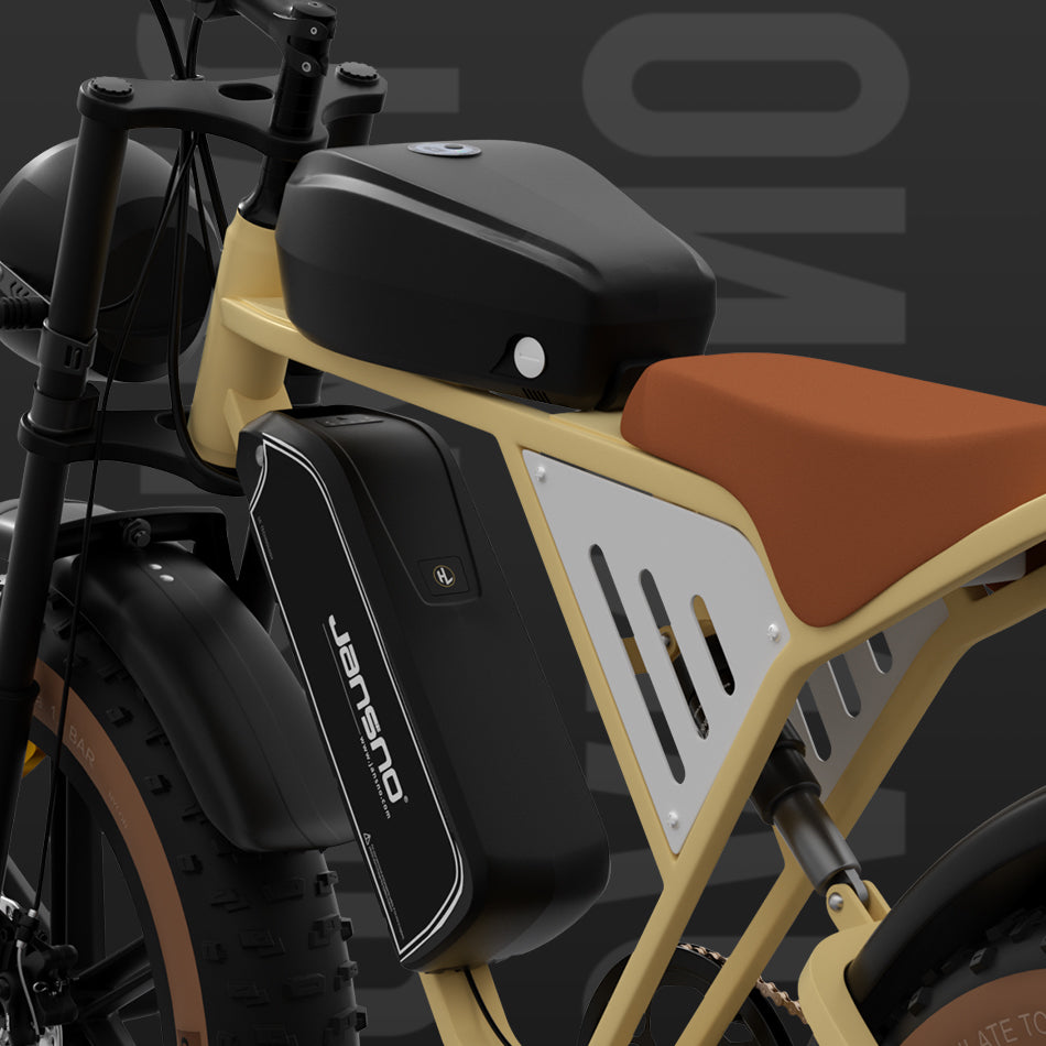 Bicicleta eléctrica JANSNO X70 de 20", neumáticos anchos, 750 W*2, motor dual, batería dual de 48 V, 14 Ah + 20 Ah
