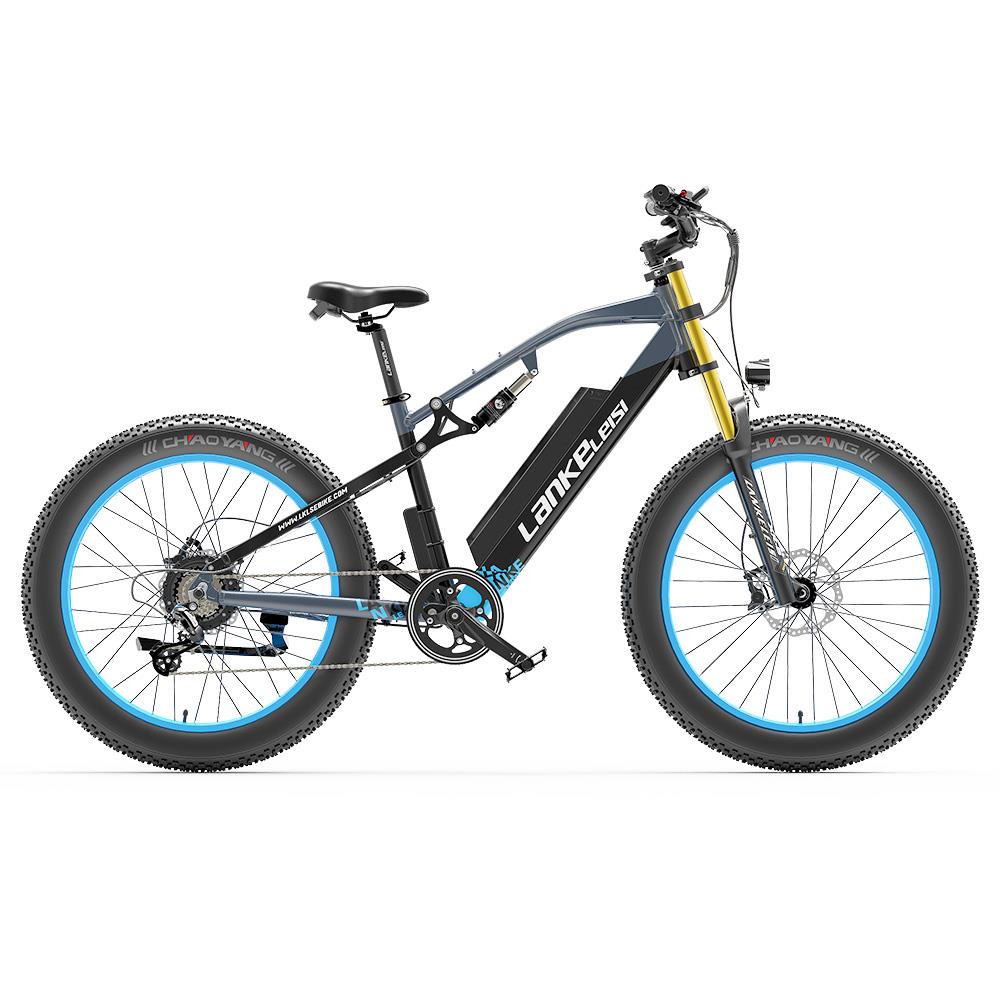 Bicicleta eléctrica de montaña Lankeleisi RV700 de 26 pulgadas, neumáticos anchos, motor de 1000 W, batería de 48 V y 16 Ah