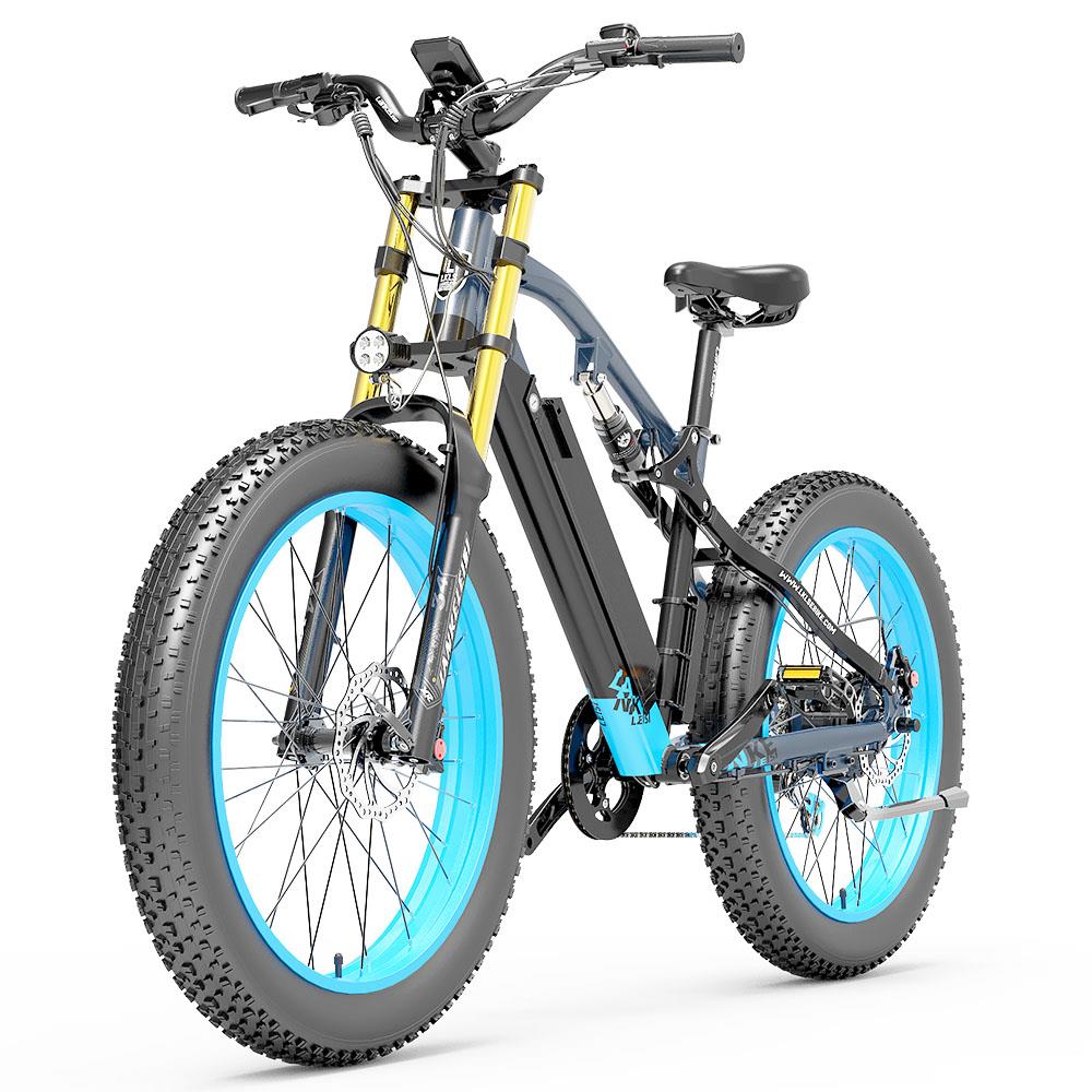 Bicicleta eléctrica de montaña Lankeleisi RV700 de 26 pulgadas, neumáticos anchos, motor de 1000 W, batería de 48 V y 16 Ah