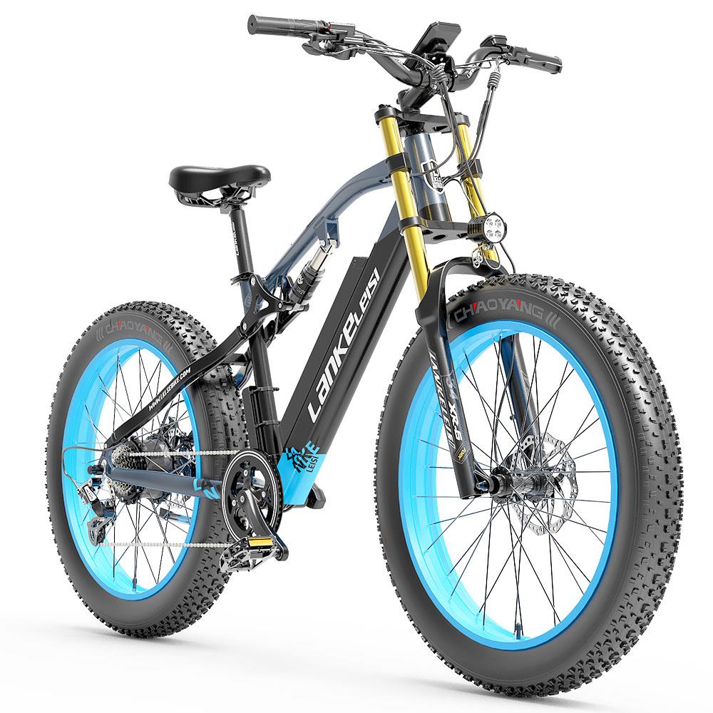 Bicicleta eléctrica de montaña Lankeleisi RV700 de 26 pulgadas, neumáticos anchos, motor de 1000 W, batería de 48 V y 16 Ah