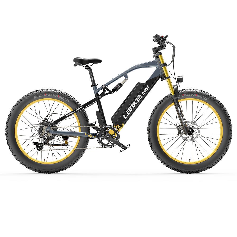 Bicicleta eléctrica de montaña Lankeleisi RV700 de 26 pulgadas, neumáticos anchos, motor de 1000 W, batería de 48 V y 16 Ah