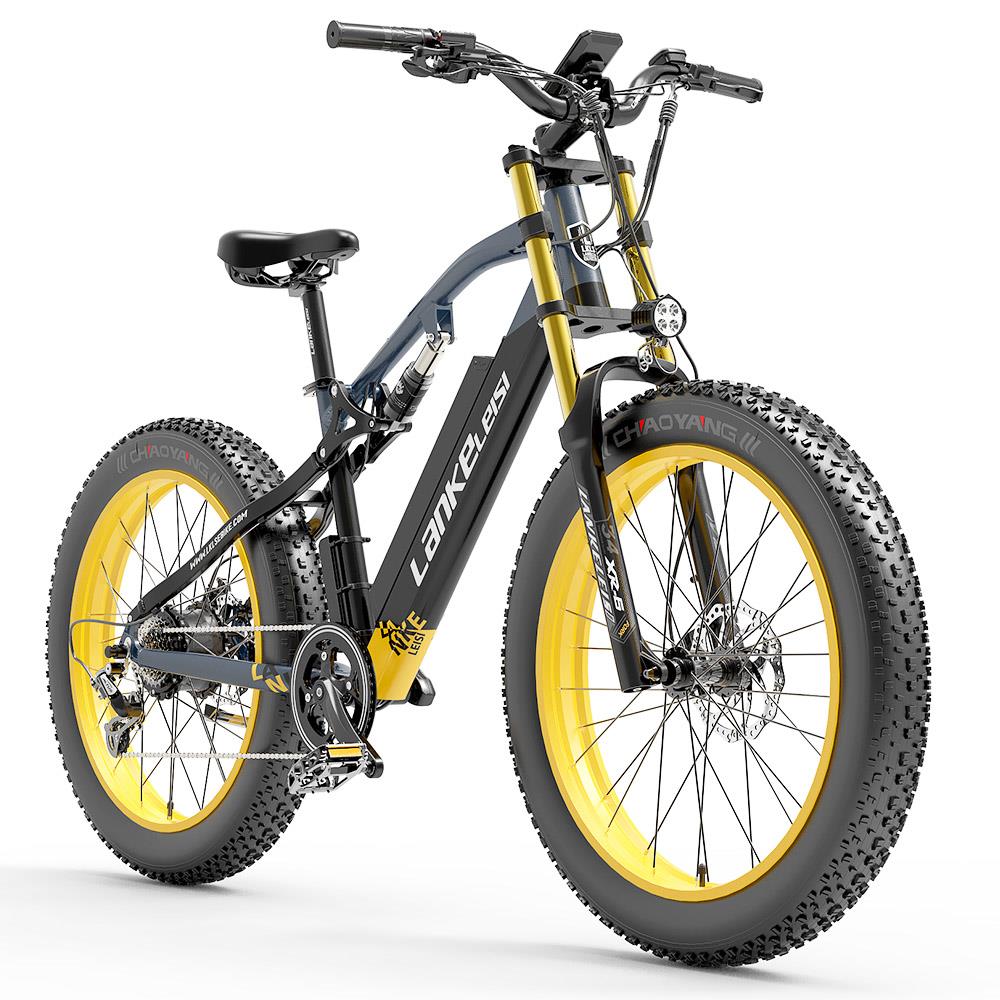 Bicicleta eléctrica de montaña Lankeleisi RV700 de 26 pulgadas, neumáticos anchos, motor de 1000 W, batería de 48 V y 16 Ah