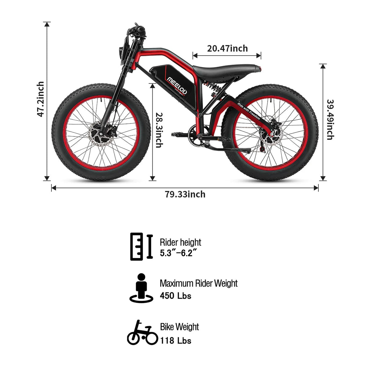 MEELOD XT600DL 26" Vélo électrique de style cyclomoteur rétro 1200W de pointe Deux moteurs 52V 25Ah Batterie