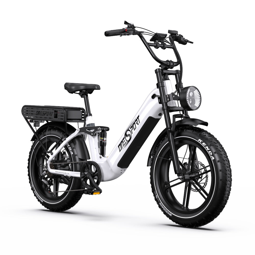 ONESPORT OT08 PRO 20" Fat Tire vélo électrique à suspension intégrale Moteur 500W 48V 18Ah*2 Batterie double