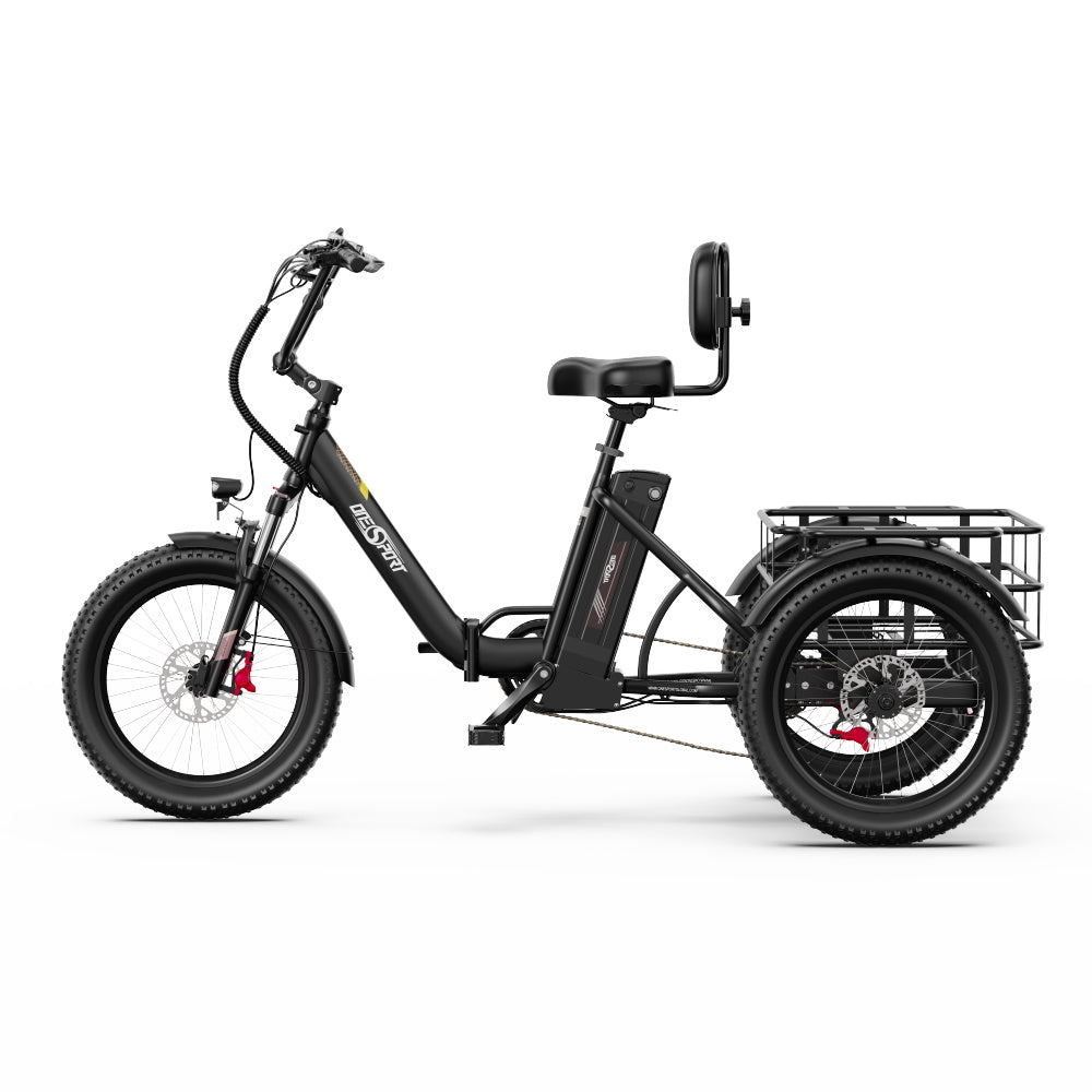ONESPORT OT30 PRO 20" Tricycle Électrique Pliable 3 Roues Moteur 500W 48V 18Ah Batterie