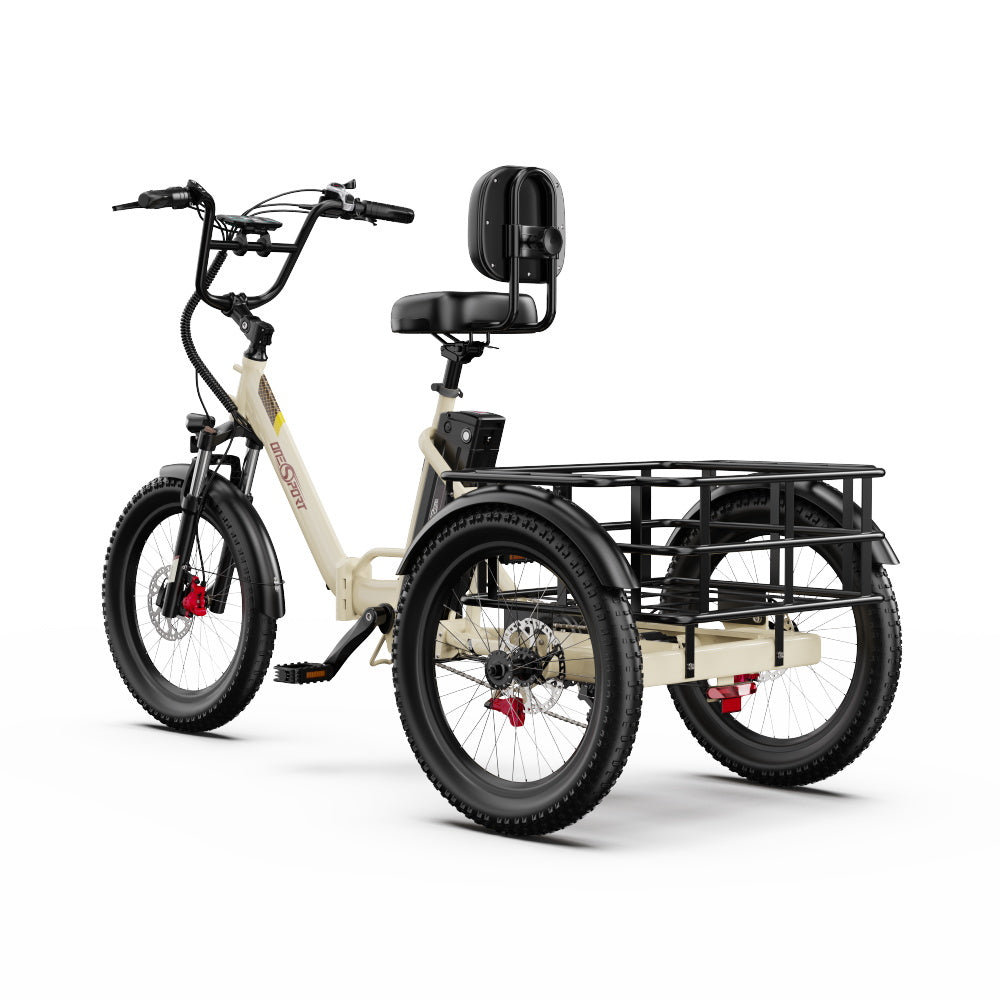 ONESPORT OT30 PRO 20" Tricycle Électrique Pliable 3 Roues Moteur 500W 48V 18Ah Batterie