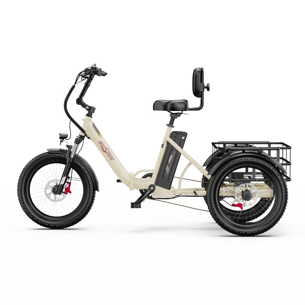 ONESPORT OT30 PRO 20" Tricycle Électrique Pliable 3 Roues Moteur 500W 48V 18Ah Batterie