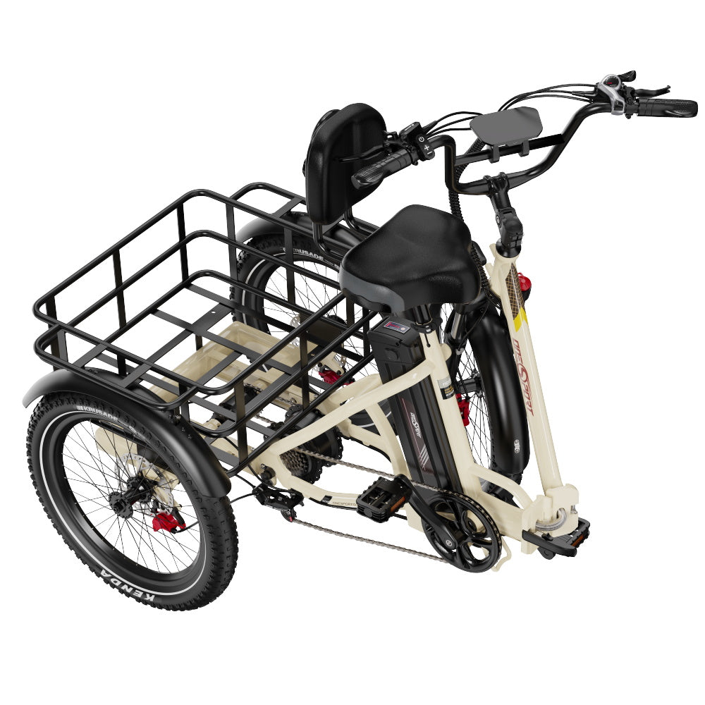 ONESPORT OT30 PRO 20" Tricycle Électrique Pliable 3 Roues Moteur 500W 48V 18Ah Batterie