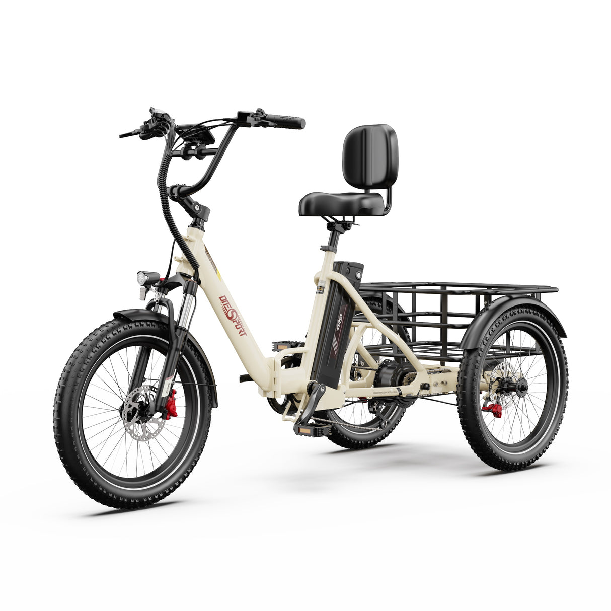 ONESPORT OT30 PRO 20" Tricycle Électrique Pliable 3 Roues Moteur 500W 48V 18Ah Batterie