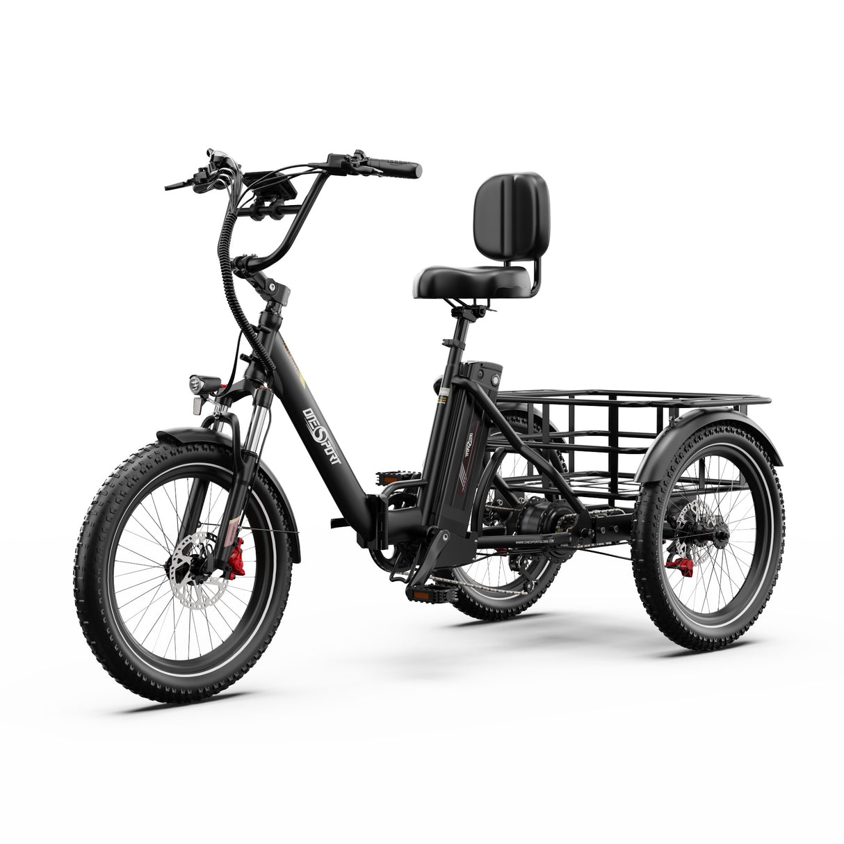 ONESPORT OT30 PRO 20" Tricycle Électrique Pliable 3 Roues Moteur 500W 48V 18Ah Batterie
