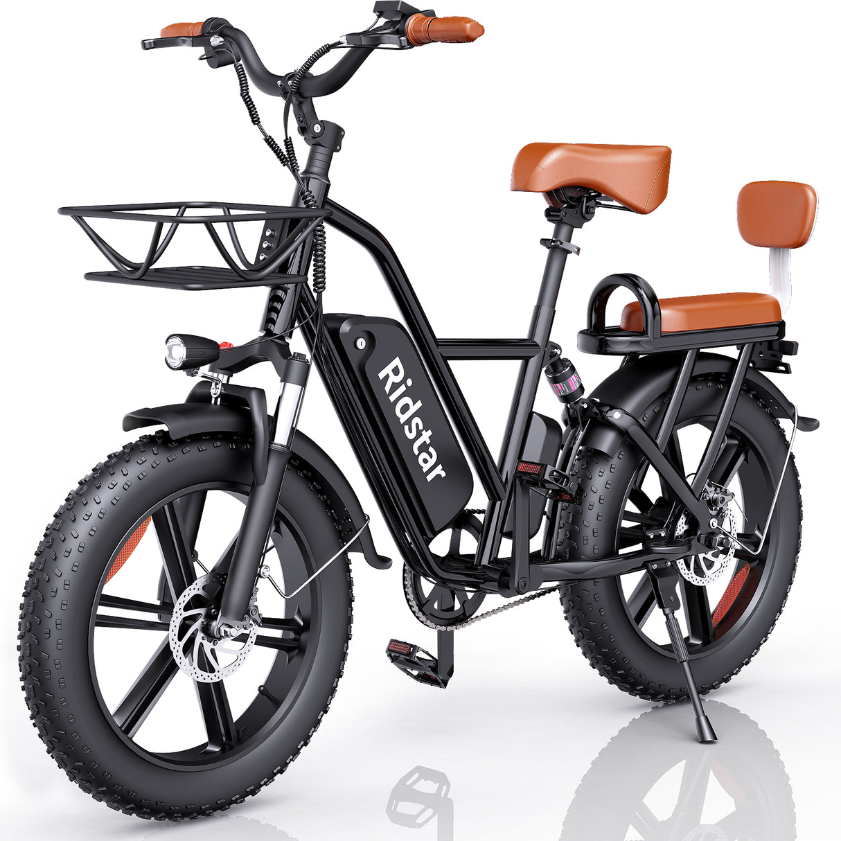YVY FM001 20" Vélo Électrique 2 Places à Pneus Larges Moteur 1000W 48V 15Ah Batterie