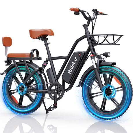 YVY FM001 20" Vélo Électrique 2 Places à Pneus Larges Moteur 1000W 48V 15Ah Batterie