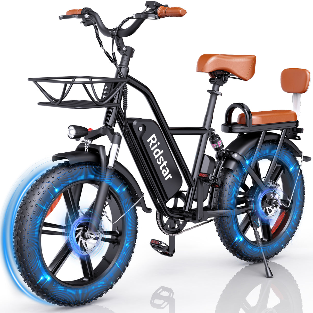 YVY FM001 20" Vélo Électrique 2 Places à Pneus Larges Moteur 1000W 48V 15Ah Batterie