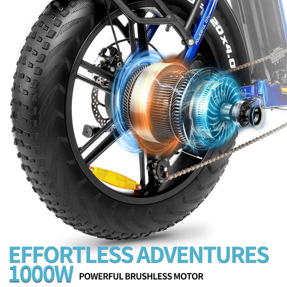 YVY MN20 20" Fat Tire Vélo électrique pliant 1000W Moteur 48V 15Ah/20Ah Batterie