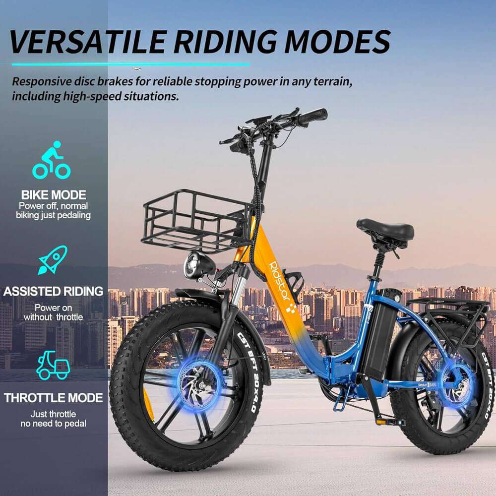 YVY MN20 20" Fat Tire Vélo électrique pliant 1000W Moteur 48V 15Ah/20Ah Batterie