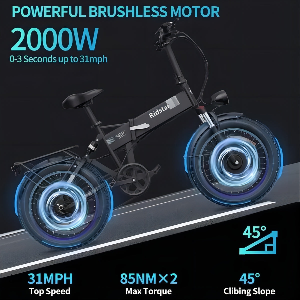 YVY H20 Pro 20" Vélo électrique pliant 2000W Moteur 48V 23AH Batterie