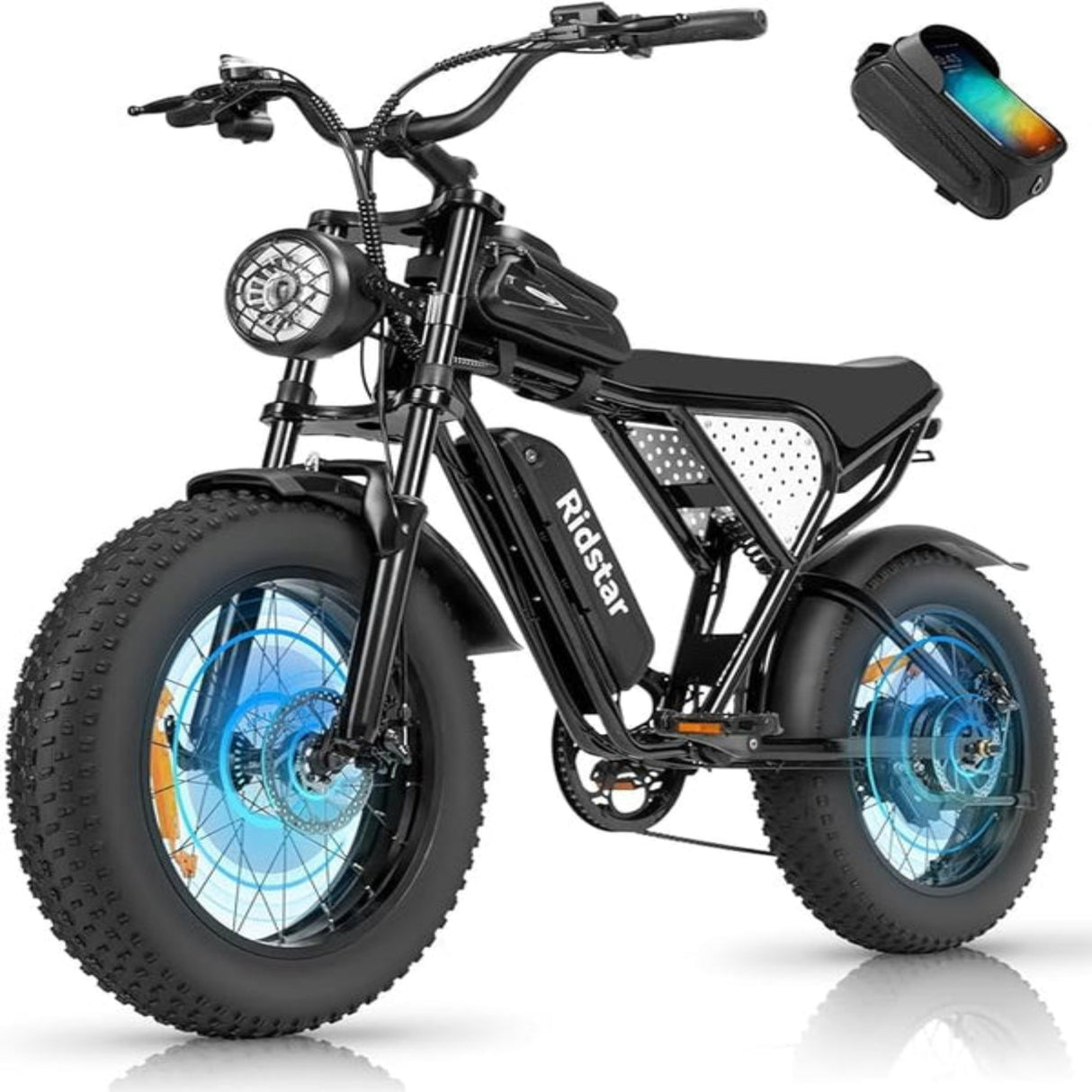 Bicicleta eléctrica RIDSTAR Q20 Lite de 20 pulgadas con neumáticos anchos, motor de 1000 W y batería de 48 V y 15 Ah