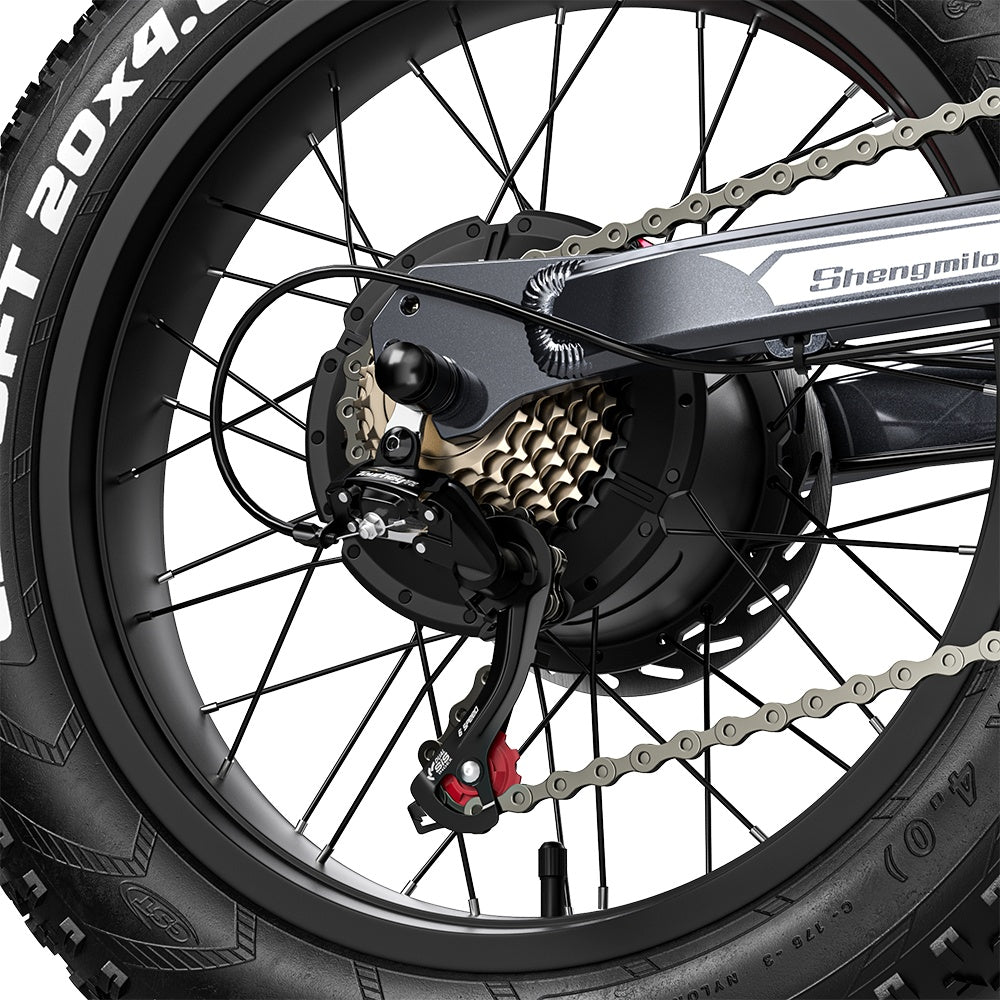 SHENGMILO S900 Vélo électrique tout-terrain 20" avec moteur 1500W 60V 30Ah batterie
