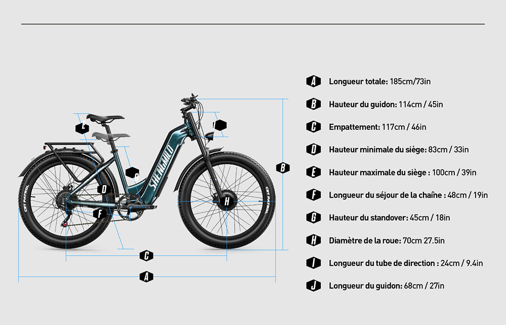 SHENGMILO S700 PRO 26" Vélo de ville électrique à gros pneus Step-Thru 1000W*2 Double Moteur 48V 25Ah Batterie