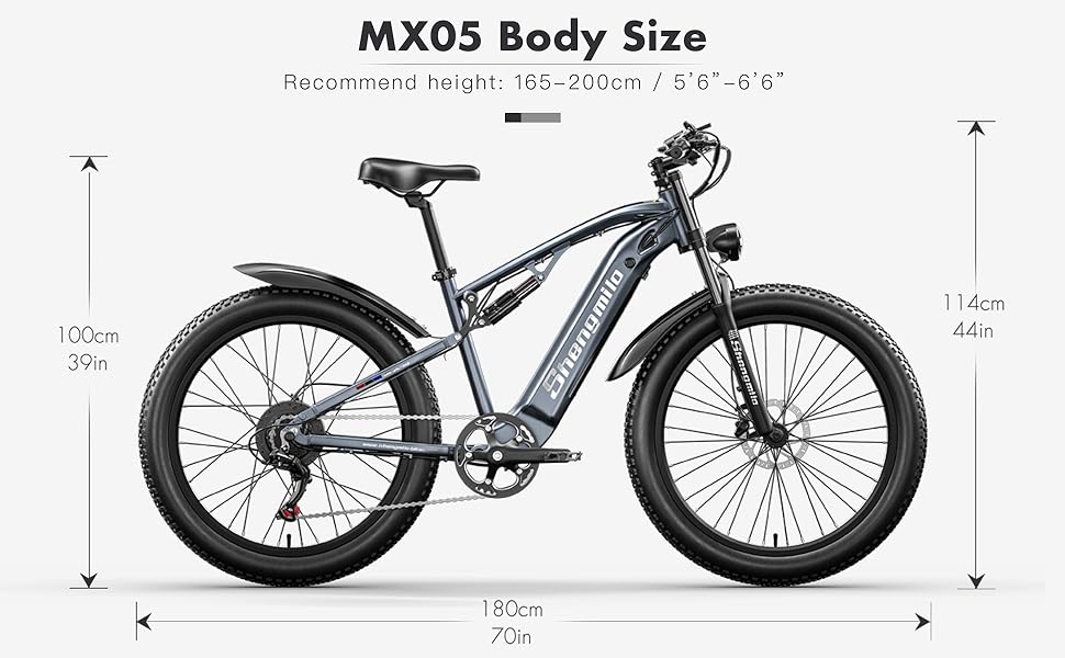 SHENGMILO MX05 26" Fat Tire VTT électrique 1000W Moteur 48V 17,5Ah Batterie