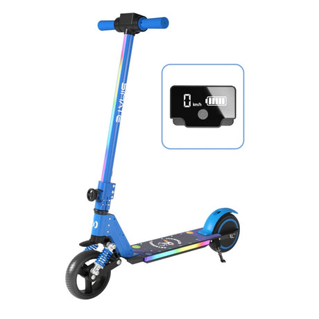 Patinete eléctrico infantil SIMATE S5 de 6,5 pulgadas, plegable, con luces y cuerpo colorido, motor de 130 W, batería de 24 V y 2,5 Ah (nuevo)