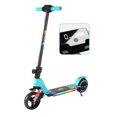 Patinete eléctrico infantil SIMATE S5 de 6,5 pulgadas, plegable, con luces y cuerpo colorido, motor de 130 W, batería de 24 V y 2,5 Ah (nuevo)