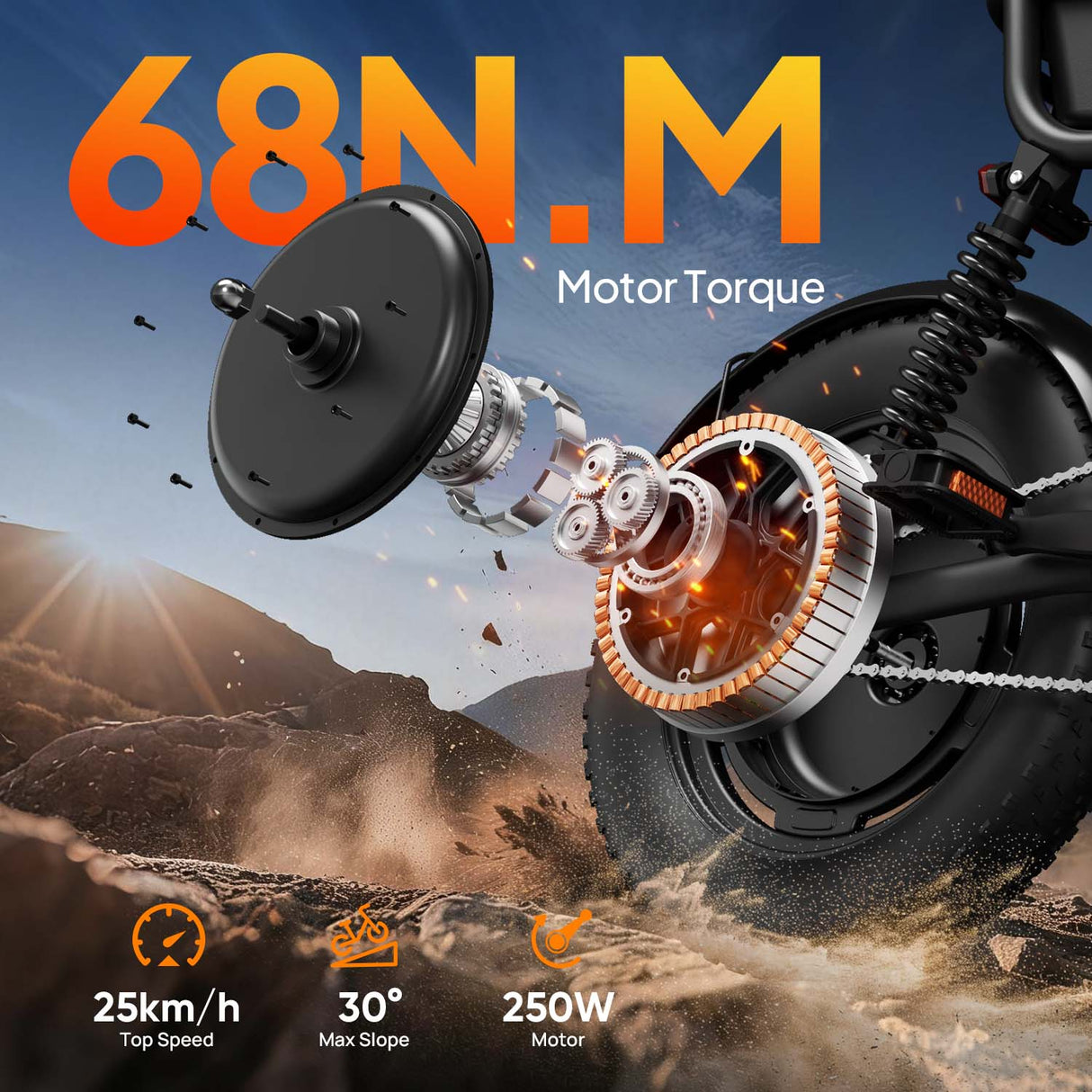 URLIFE T16 16" Vélo électrique tout-terrain 250W Moteur 48V 13Ah Batterie