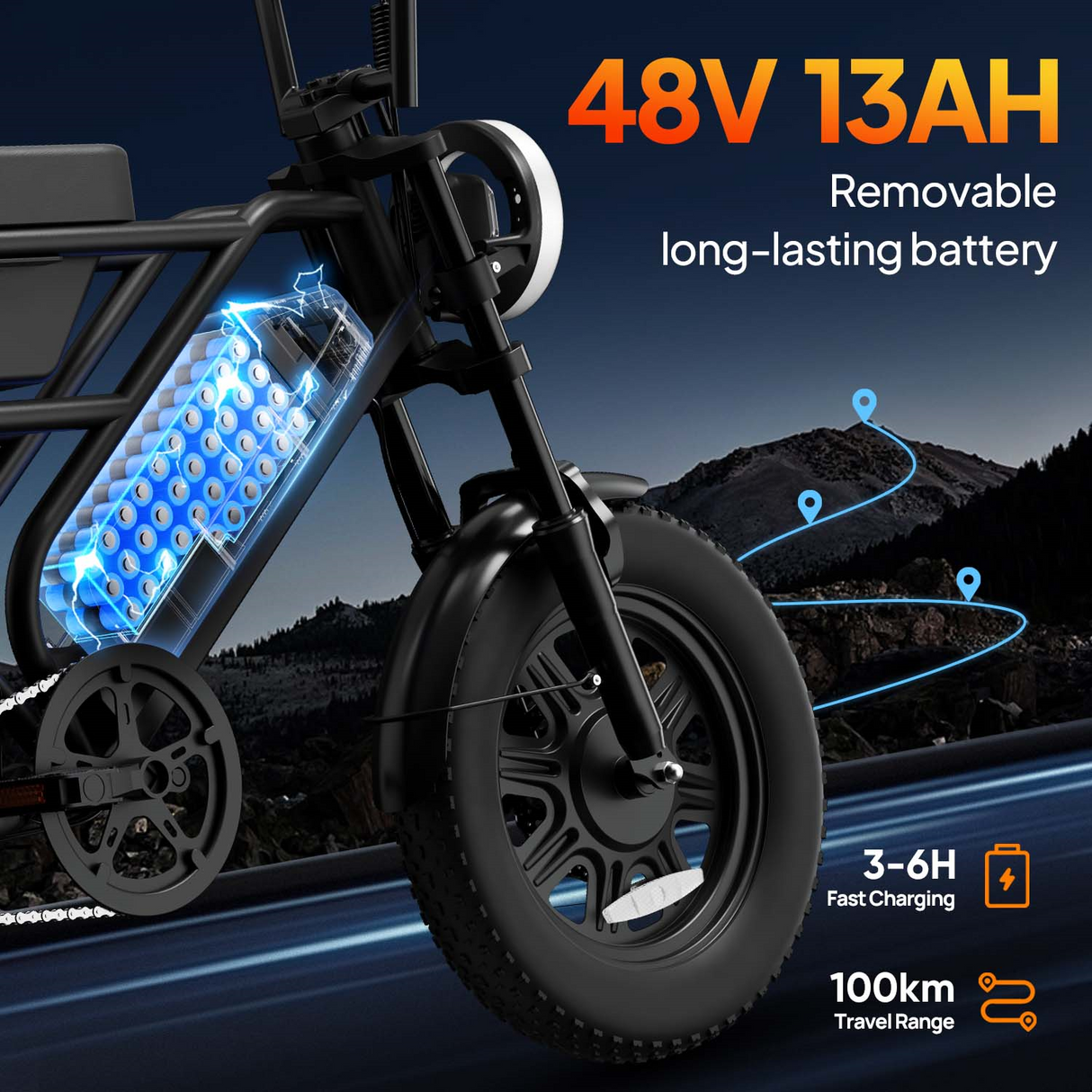 URLIFE T16 16" Vélo électrique tout-terrain 250W Moteur 48V 13Ah Batterie