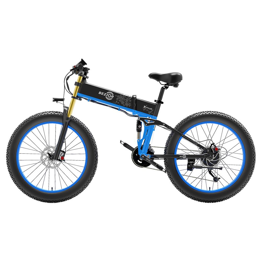 BEZIOR X-PLUS 26" Fat Tire Vélo électrique pliant 1500W Moteur 48V 17,5Ah Batterie