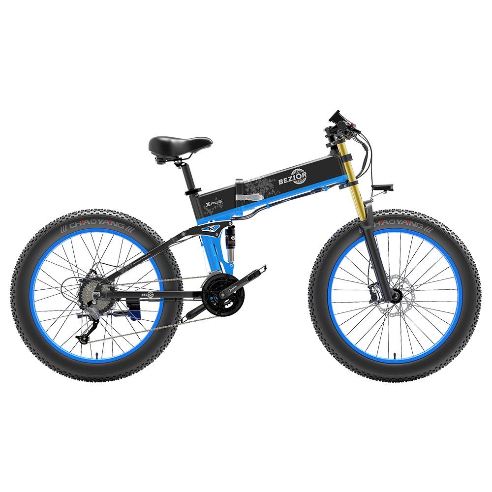 BEZIOR X-PLUS 26" Fat Tire Vélo électrique pliant 1500W Moteur 48V 17,5Ah Batterie